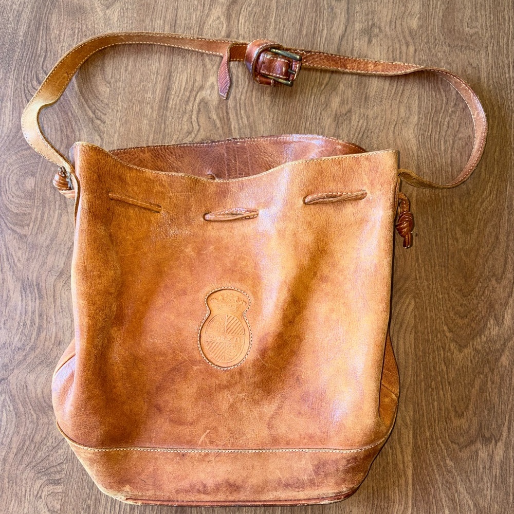 Unisa Tan Leather Hobo Shoulder Bag